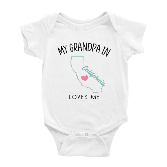 My Grandpa In California Loves Me Baby Clothing For Boy Girl Bodysuits 0-3 Months