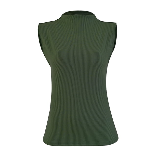Playera George para Mujer, Sin Mangas Cuello Palma, Militar Talla G