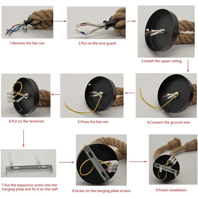 Lámpara Luces colgantes de cuerda de cáñamo E27 para colgante industrial Loft Attic (80 cm) Likrtyny Para estrenar
