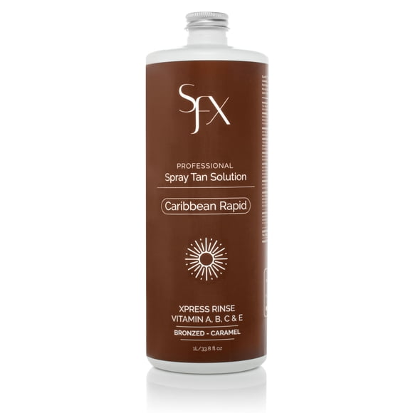 SunFX Caribbean Rapid - Solución de bronceado en aerosol natural (1L/33,8 fl oz VERANO OSCURO)