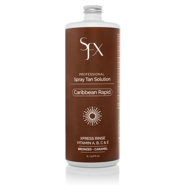SunFX Caribbean Rapid - Solución de bronceado en aerosol natural (1L/33,8 fl oz VERANO OSCURO)