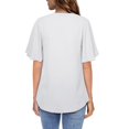 thumbnail image 5 of Baywell Women's V Neck Chiffon Blouse Ruffle Short Sleeve Work Dressy Shirts Front Pleated Loose Casual Tunic Top Solid Color S-2XL, 5 of 6