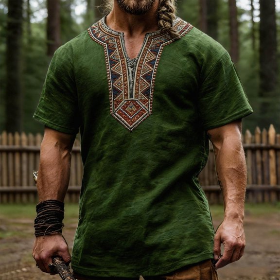 Graphic Tee by Norse Mythology for Everyday Casual Style Mens T Shirt Design and Print, XXL, Army Green