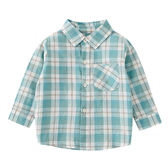 Mercatoo Girls and Toddler Plaid Shirt Button Down Lapel Western Shacket Kids Sport Coat Long Sleeve Cotton Outerwear Poplin Shirt
