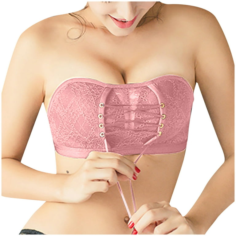 Womens Lace Bandeau Bra Sexy Strapless Bra Padded Tube Top Bralette  Seamless Everyday Bras : : Clothing, Shoes & Accessories