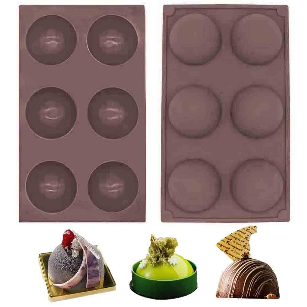 BPA Free Silicone Molds for Baking Half Sphere Silicone Baking Molds for Making Chocolate Dome Mousse Jelly Large 6-Cavity Semi Sphere Silicone Mold Cake 3 Pcs