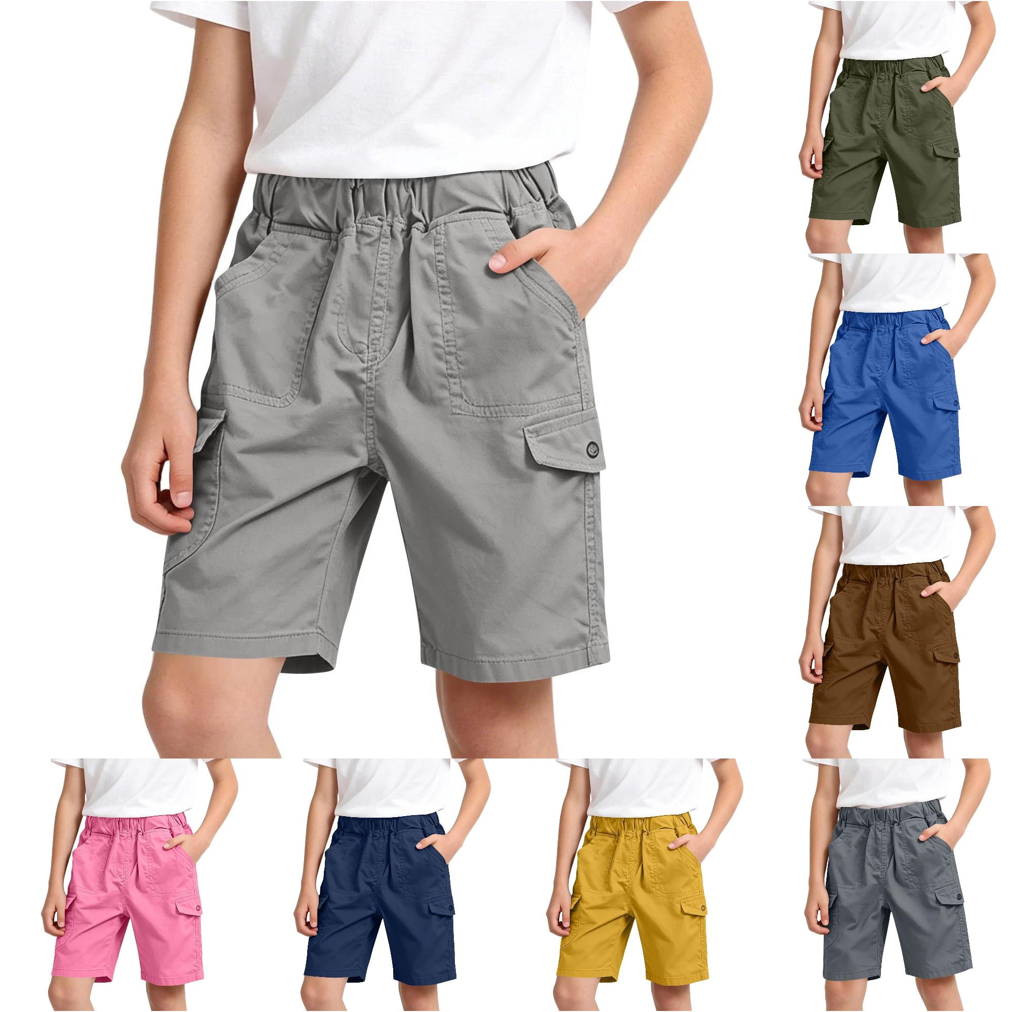 NinXxx Casual Boys Summer Comfortable Solid Knee Length Shorts Grey 6-7 Years
