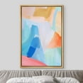 thumbnail image 3 of IDEA4WALL Framed Canvas Print Neon Blue Orange Watercolor Collage Geometric Abstract Wall Art Modern Artwork Decor Minimalism Relax/Zen for Living Room, Bedroom - Natural 16"x24", 3 of 5