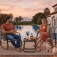 thumbnail image 2 of 3 Piece Textilene Patio Set, Fabric Rocking Bistro Furniture, Front Porch Rocker Chairs with Tempered Glass Coffee Table, for Lawn, Garden, Balcony, Poolside, Gray, 2 of 8