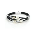 thumbnail image 2 of Gem Stone King Cultured Freshwater Pearl 2 Beads Steel Magnetic Clasp Leather Bracelet, 2 of 6