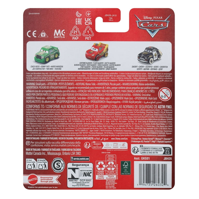 Disney and Pixar Cars Mini Racers 3-Pack, Set of 3 Toy Vehicles