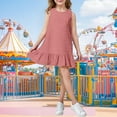 thumbnail image 7 of BRGZLK Summer Dresses for Kids,Girls Trendy Solid Color Sleeveless Round Neck Swing A-Line Mini Dress Pink 14-15 Years, 7 of 7