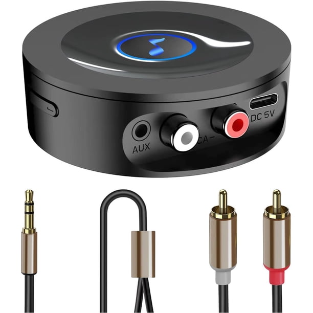 Receptor Bluetooth 5.2 para estéreo doméstico - Adaptador AUX para HiFi, Altavoces con Cable, con Jack 3,5 mm/RCA, Largo Alcance, Baja Latencia y Audio HD