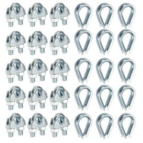 20 Pcs M5 Steel Wire Rope Clip Clamps and Thimble Set, 1/4" Wire Rope U-Bolt Cable Clamps Saddle Fastener