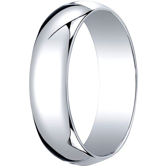 Womens 14K White Gold, 6.0mm Traditional Dome Oval Wedding Band (sz 15)