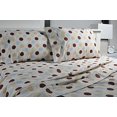 thumbnail image 2 of Collection Highland Ensemble de Draps Imprimés 300 Fils en Coton Riche Taille Simple, (Simple, Pois Bruns), 2 of 2