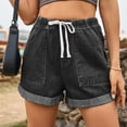 thumbnail image 5 of Women Shorts Fashionable And Comfortable Denim Denim Elastic Band Shorts Pack of Shorts for Women Overall Shorts for Women plus Size Womens Robe Short High Waist Shorts for Women Jean Shorts plus Size, 5 of 5