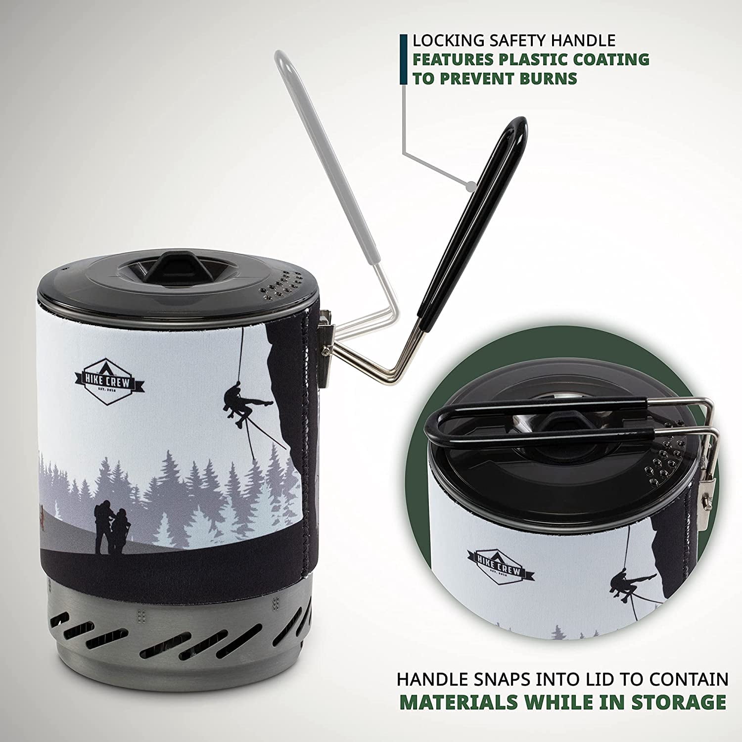 HikeCrew Portable Gas Powered Stove top & Cooking System, Compact Camping Cooktop with 1L Pot, Silicone Lid, Folding Handle & Carry Bag, Perfect for Camping, Hiking, Backpacking, Survival & Emergenc