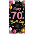 thumbnail image 2 of Black Backdrop Banner with Pink Gold Balloons Stars Fireworks Happy 70th Birthday Party Decoration Photography Props Party Supplies Background Decor, 2 of 8