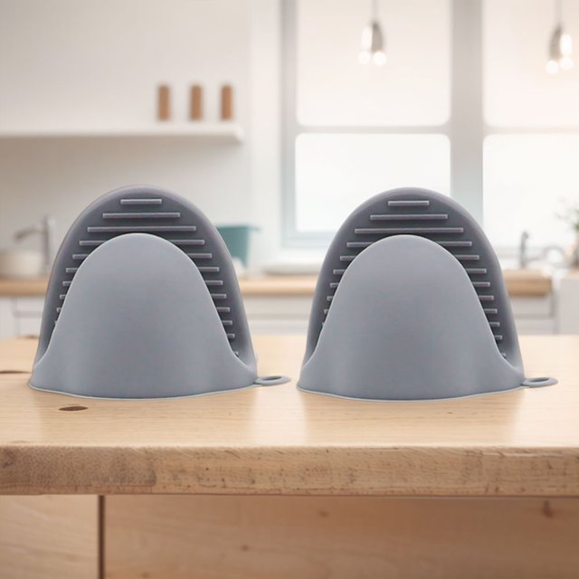 1 par de pinzas de mano para horno y microondas miniguantes de silicona resistentes al calor para horno