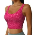 thumbnail image 2 of Rateoe Rose Red Glitter Print Womens' Sports Bras Scoop Neck Sports Vest- Padded U Back Seamless High Impact Support-X-Large, 2 of 8
