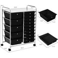 thumbnail image 3 of 15-Drawer Rolling Storage Cart, Multipurpose Rolling Storage Cart, Storage Organizer on Wheels, Durable Metal Frame, Scrapbook Paper Tools, Suitable for Office School (Black), 3 of 18