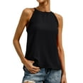 thumbnail image 5 of Xuanfei Women Halter Neck Solid Color Sleeveless High-Low Hem Tank Top, 5 of 7