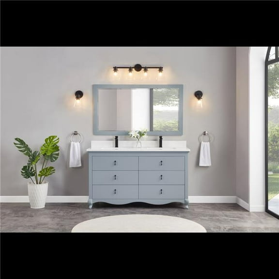 Legion Furniture WS2512-60-CD 60 in. Cadet Finish Solid Wood Sink Vanity, 1 ft. Artificial Stone Top