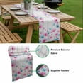 thumbnail image 5 of Blue Pink Flowers Table Runner - 60 Inch Long, Kitchen Dining Table Runner Dresser Scarves, Spring Garden Floral Gray Wooden Farmhouse Decor for Coffee Tables Wedding Party Banquet, 5 of 8