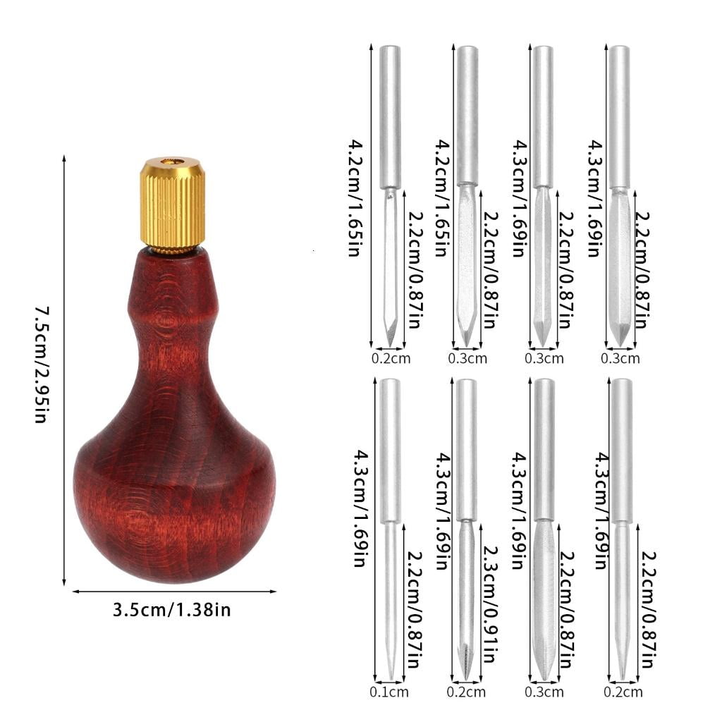 YIEMEEN 8 in 1 Awl Tool Set Leather Stitching Sewing Awl with Wood Handle for Craft
