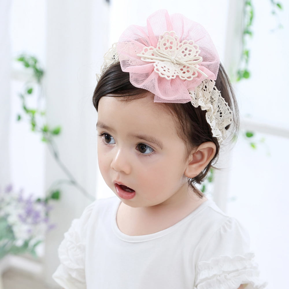 Newborn Baby Girl Kids Infant Headband Foot Flower Elastic Hair Band  X 