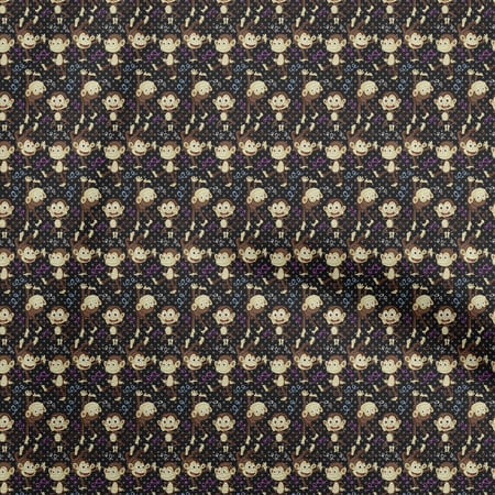 oneOone Silk Tabby Black Fabric Circus Fabric For Sewing Printed Craft Fabric By The Yard 42 Inch Wide-aB