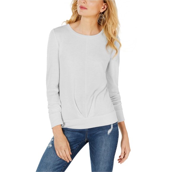 I.N.C Womens Pleated Sweatshirt, Grey, Plus Size, 1X