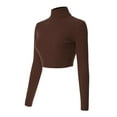 thumbnail image 3 of MixMatchy Women's Casual Solid Long Sleeve Ribbed Turtle Neck Cropped Sweater, 3 of 7