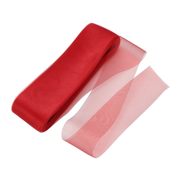 Uxcell Stiff Horsehair Braid 50 Yards 3 Inch Soft Horsehair Trim for Polyester Boning Sewing Wedding Dress Dance Gown Shaping Trimming, Red