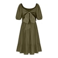 thumbnail image 3 of LLYwey Girls Robes d'Été à Volants, Robe Décontractée Fluide pour Filles, Robe de Plage Unie à Manches Bouffantes Plissée Longueur Genou, Vert-A, 9T, 3 of 7