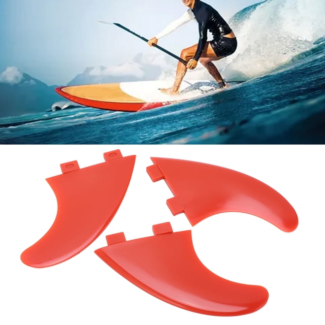 Ailerons de Planche de Surf, 3 Pcs Aileron en Fibre de Verre Rouge pour Planche à Pagaie Verticale