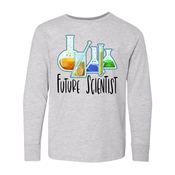 Inktastic Future Scientist with Beakers, Test Tubes and Formulas Long Sleeve Youth T-Shirt