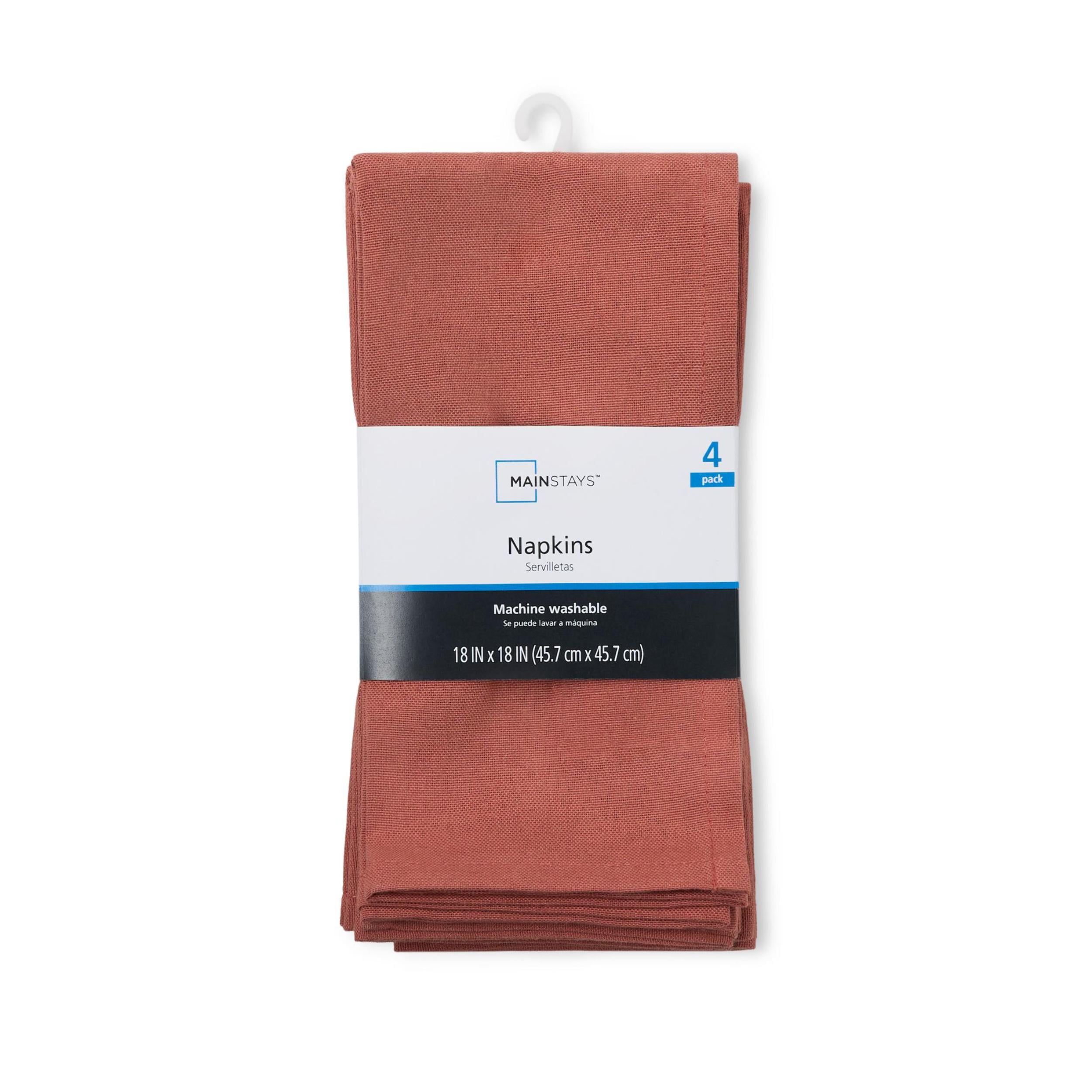 Mainstays Yale Solid Fabric Napkin Set, Brick, 18"W x 18"L, 4 Pieces