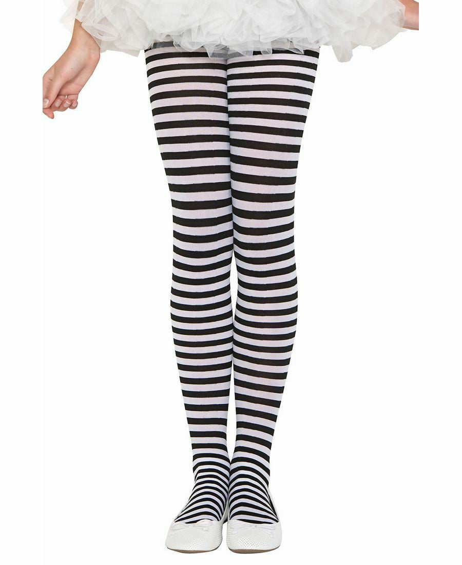 Music Legs Black & White Striped Children Nylon Costume Tights ...