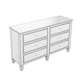 thumbnail image 3 of 6-Drawer Bedroom Side Table with Arrow-shape Legs,  Dresser with Silver Mirror Finish, Storage Cabinet with Crystal Handles, for Living Room, Hallway, Entryway, Easy to Maintain, Silver, 3 of 9