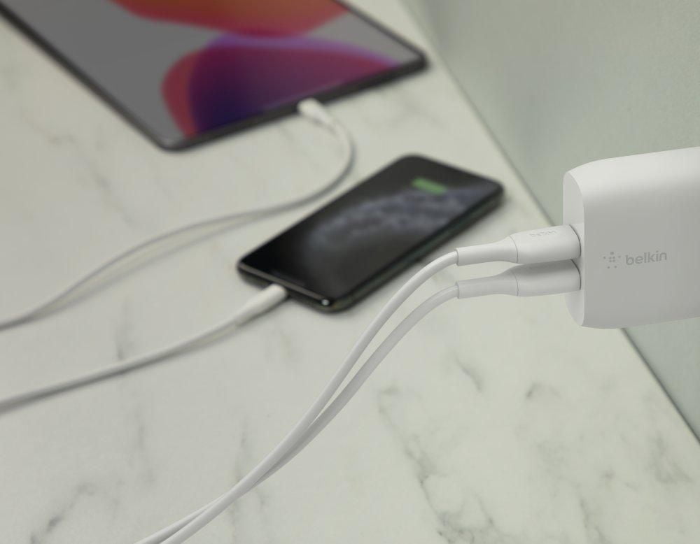 Belkin 24W Dual Port USB Wall Charger - iPhone Fast Charging - USB Charging Block for Power Bank, iPhone 14, iPhone13, iPhone 12, iPhone 11, iPad Pro, Samsung & More, iPhone Cable Not Included