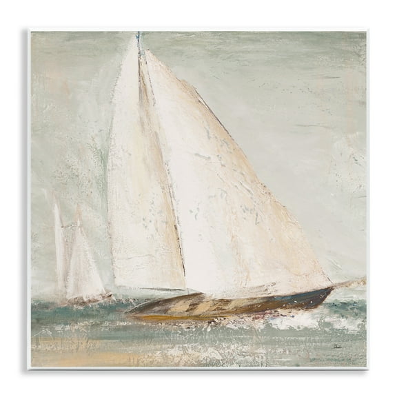 Stupell Industries Vintage Splashing Sailboat Transportation Painting Unframed Art Print Wall Art, 12 x 12