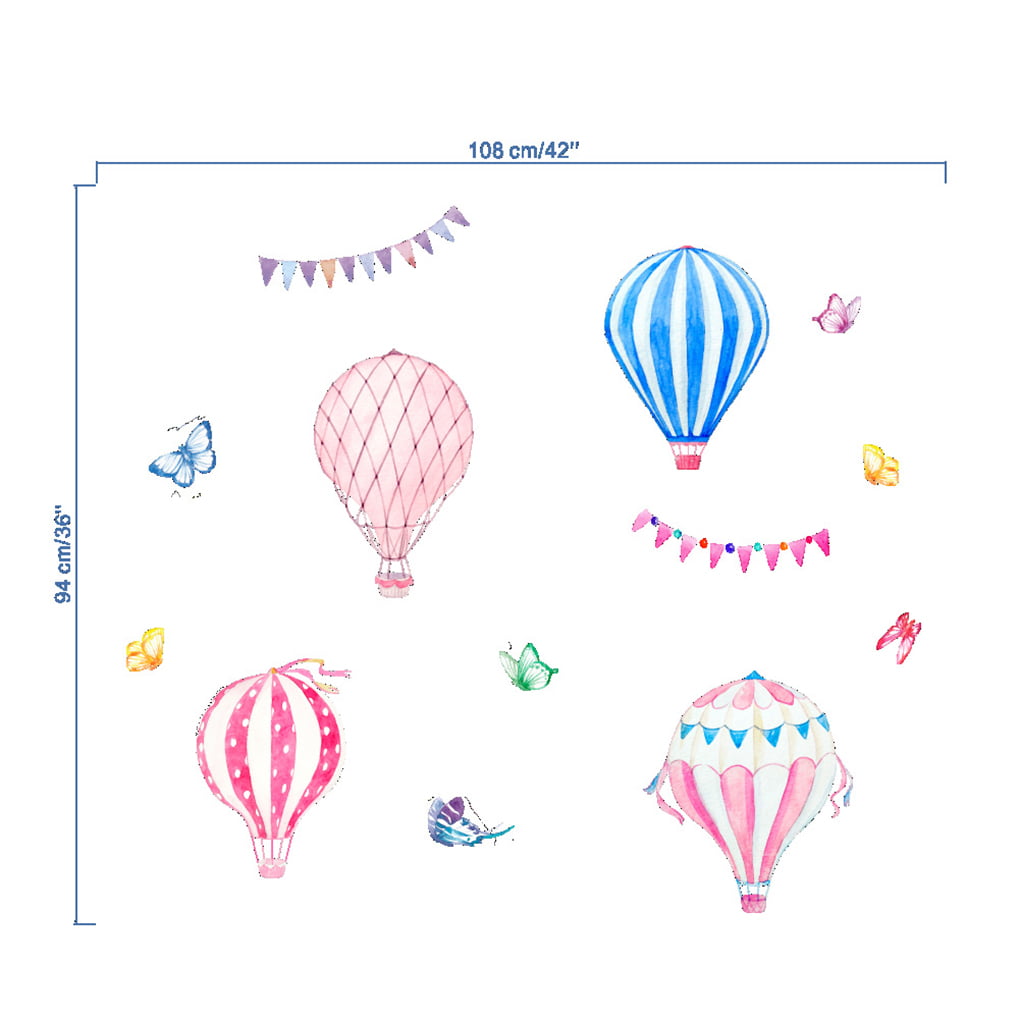 Cartoon Hot Air Balloon Fly Nursery Kids PVC Self-adhesive Wall Stickers Decal 