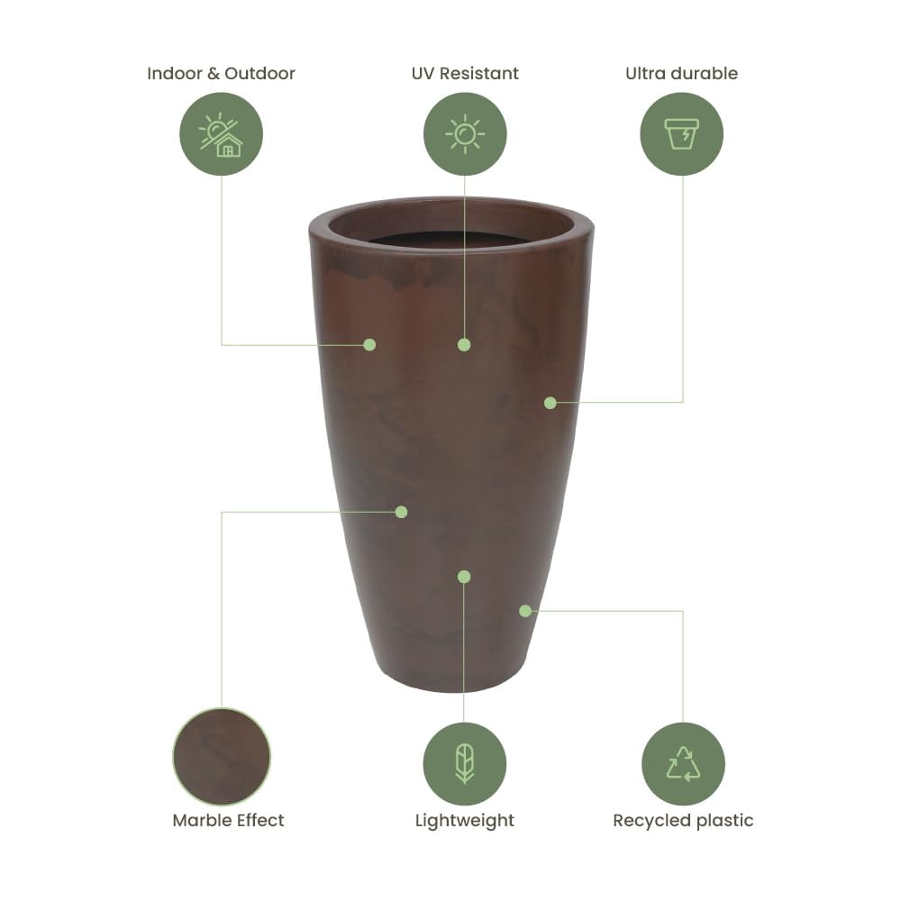 Ecobo 27.6-Inch Tall Eco-Friendly Round Pot Planter | Indoor/Outdoor Use, Durable, Versatile, and Lightweight | Contemporary All-Weather Design by Brazilian Artisans - Brown