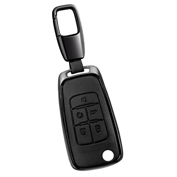 For Key Fob Cover Leather Car Compatible for 2010-2019 Chevy Equinox Malibu Impala Cruze Sonic 5-Buttons Key Case
