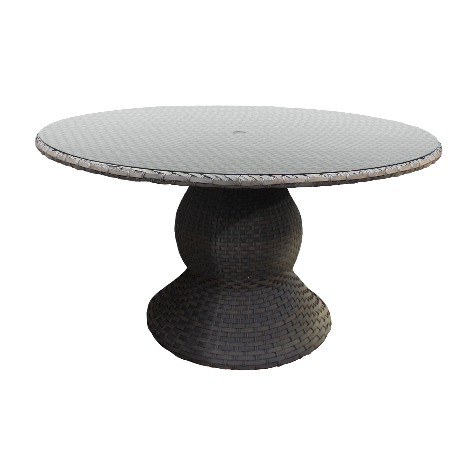 Tkc Oasis 60 Round Glass Top Patio Dining Table In Gray Stone