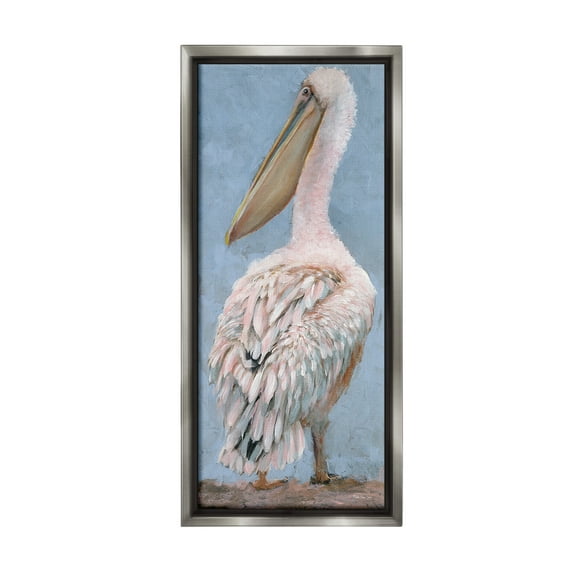 Stupell Industries Traditional Pelican View Animals & Insects Painting Gray Floater Framed Canvas Art Print Wall Art, 11 x 25