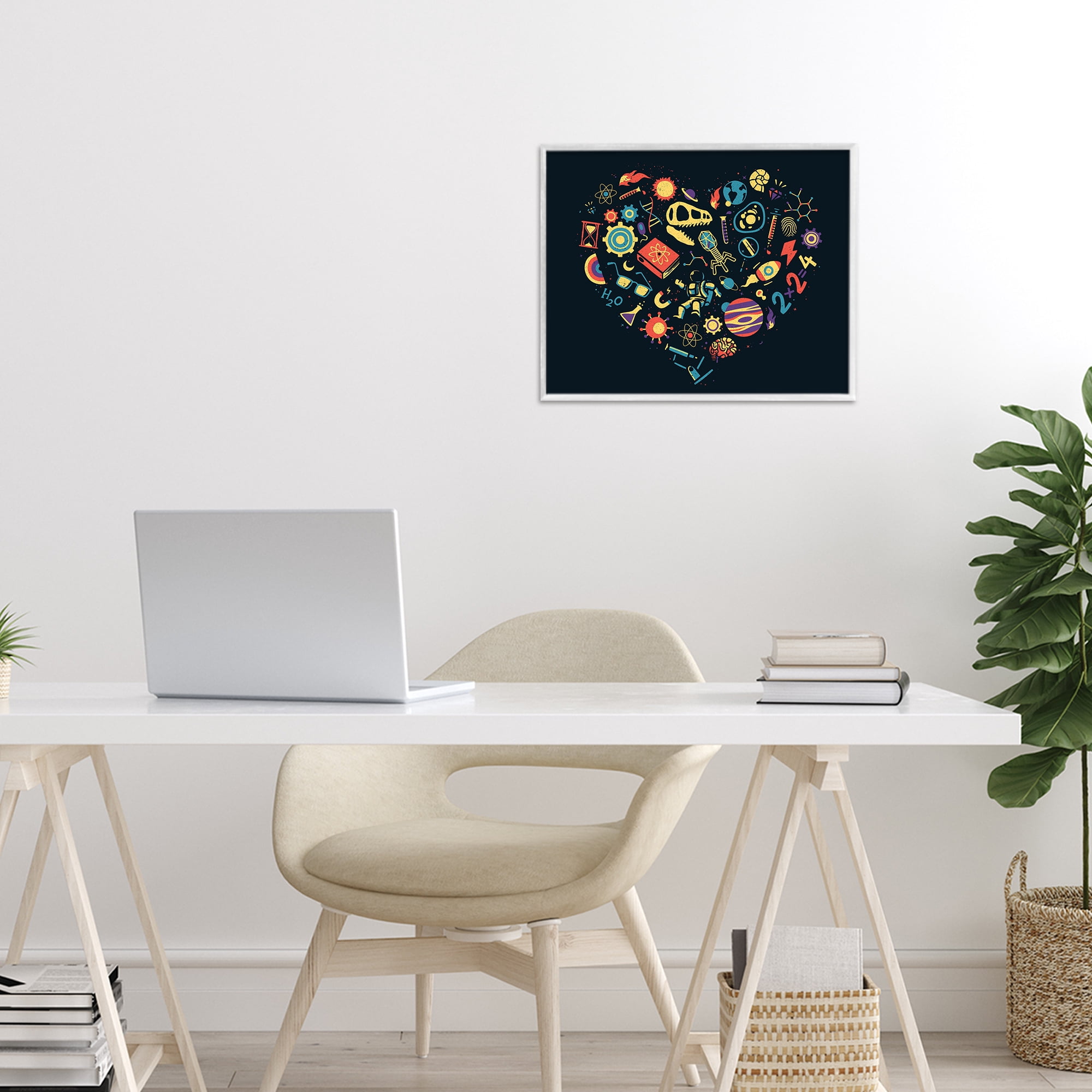 Stupell Industries Retro Science Heart White Framed Giclee Art, design by Tobe Fonseca