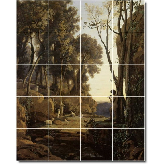 Ceramic Tile Mural-Jean Corot Landscapes Painting 308. 48" w x 60" h using (20) 12 x 12 ceramic tiles